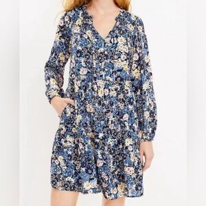 Floral Blue Long Sleeve Dress